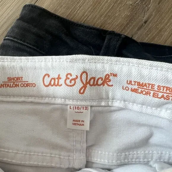 2 Pair Bundle Lot of Black & White Girls Jeans Shorts sz womens small kids 10/12 - Picture 7 of 8